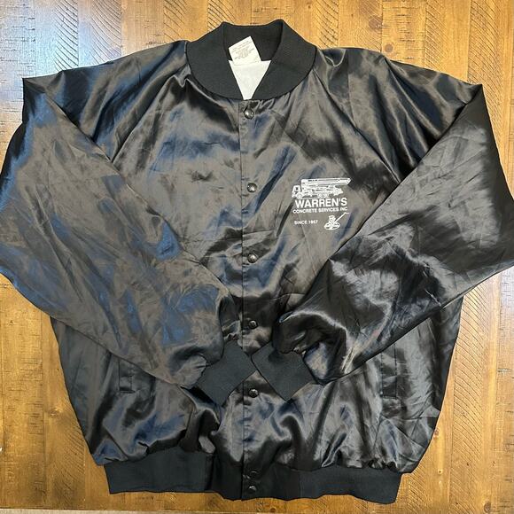Vintage Warren’s Concrete Satin Bomber Jacket Black Retro Workwear L - Picture 6 of 9
